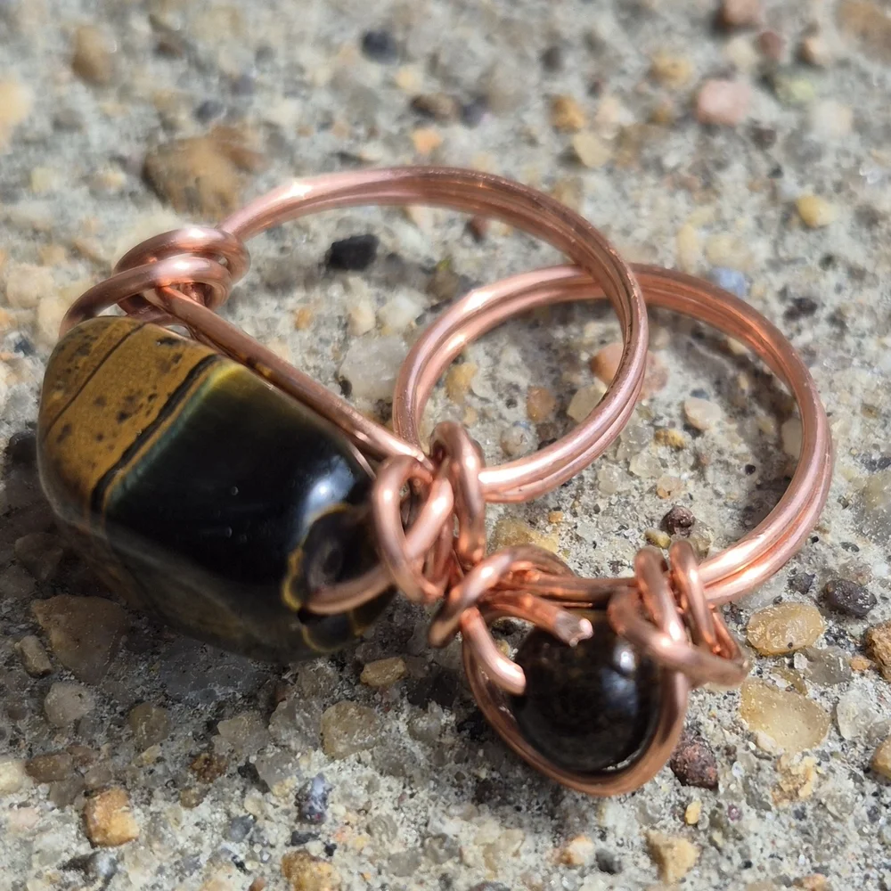 Tigers Eye Set Of Handmade Copper Rings! - Picture 6 of 8